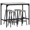 HOMCOM 5-Piece Industrial Dining Set Gray Bar Table and Round Stools Metal Frame for Pub Dining Room