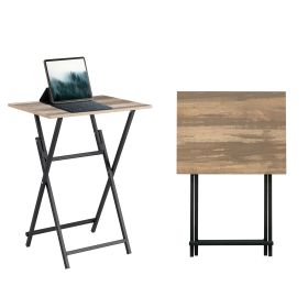 2-Piece Folding TV Tray Table Set,Foldable Sofa Side Table,Portable Snack Table for Living Room,Bedroom,Office,Small Space,No Assembly