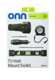 onn TV Wall Mount Installation Toolkit with Battery Operated Electronic Stud Finder, 6 Pieces, 1.15 lb
