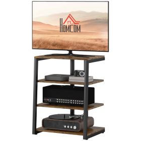 HOMCOM TV Stand Cabinet for 28" TVs with Adjustable Shelves and Extension Lead Holder for Living Room, Rustic Brown