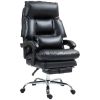 HOMCOM Overstuffed Office Chair, High Back Desk Chair with Foot Rest, Reclining PU Leather Computer Chair, Black