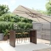 Bar Table with Glass Top Brown 72.8"x31.5"x43.3" Poly Rattan