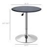 HOMCOM Bistro Bar Table 25", Round, Adjustable Height, Chrome Steel Base, for Home Bar, Kitchen, Dining - Black/Chrome