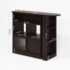 Modern Bar Cabinet with Rotating top, Counter Height Dining Cabinet with 6 Storage space and 2 Ribbed Glass Door for Kitchen