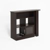 Modern Bar Cabinet with Rotating top, Counter Height Dining Cabinet with 6 Storage space and 2 Ribbed Glass Door for Kitchen