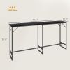 HOMCOM 70" Bar Table with Charging Station, Industrial Rectangular Bar Height Pub Table with Steel Frame, Black Wood Grain