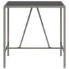 Bar Table with Glass Top Gray 43.3"x27.6"x43.3" Poly Rattan