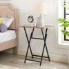 2-Piece Folding TV Tray Table Set,Foldable Sofa Side Table,Portable Snack Table for Living Room,Bedroom,Office,Small Space,No Assembly
