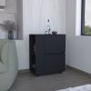 DEPOT E-SHOP Tully Bar Cart Two Pull-Down Door Cabinets and Two Open Shelves,Black