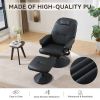 011-Massage Recliner Chair with Ottoman, 360° Swivel PU Leather Reclining Chair with Wrapped Base and Adjustable Backrest for Home or Office, Black