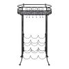Wine Rack with Glass Holder for 9 Bottles Metal