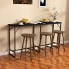 HOMCOM 70" Bar Table with Charging Station, Industrial Rectangular Bar Height Pub Table with Steel Frame, Black Wood Grain