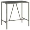Bar Table with Glass Top Gray 43.3"x27.6"x43.3" Poly Rattan