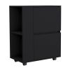 DEPOT E-SHOP Tully Bar Cart Two Pull-Down Door Cabinets and Two Open Shelves,Black