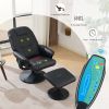 011-Massage Recliner Chair with Ottoman, 360° Swivel PU Leather Reclining Chair with Wrapped Base and Adjustable Backrest for Home or Office, Black