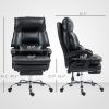 HOMCOM Overstuffed Office Chair, High Back Desk Chair with Foot Rest, Reclining PU Leather Computer Chair, Black