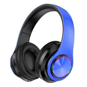 Super Bass Wireless Bluetooth Headphones Foldable Stereo Earphones Headsets Mic (Headphone Color: Blue)