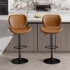 Bar Stools Set of 2, PU Leather Counter Height Barstools with Back, Height Adjustable Swivel Bar Chairs, Modern Armless Kitchen Island Stool