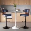 Bar Stools Set of 2 Seat Adjustable Height 25.2-33.8IN - Bentwood Swivel Barstools with Back & Footrest - PU Leather Upholstered Bar Chair for Bar