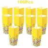 100 Pcs Popcorn Boxes 3 New Styles Popcorn Containers for Movie Party Orange Yellow White Paper Boxes Snack Chips Boxes for Puffed Rice Machine Theate