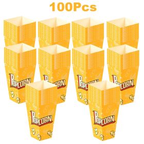 100 Pcs Popcorn Boxes 3 New Styles Popcorn Containers for Movie Party Orange Yellow White Paper Boxes Snack Chips Boxes for Puffed Rice Machine Theate (Color: Orange)