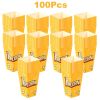 100 Pcs Popcorn Boxes 3 New Styles Popcorn Containers for Movie Party Orange Yellow White Paper Boxes Snack Chips Boxes for Puffed Rice Machine Theate