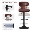 The 2-piece PU leather bar stool set features high-density foam and an L-shaped curved backrest
