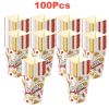 100 Pcs Popcorn Boxes 3 New Styles Popcorn Containers for Movie Party Orange Yellow White Paper Boxes Snack Chips Boxes for Puffed Rice Machine Theate
