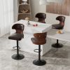 Bar Stools Set of 2 Seat Adjustable Height 25.2-33.8IN - Bentwood Swivel Barstools with Back & Footrest - PU Leather Upholstered Bar Chair for Bar